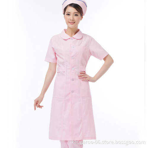 Chinese Collar Hospital Medical Staff Nurse Uniform Dress Set Pink